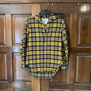Frank & Eileen Plaid Flannel Button Down Shirt Women Size XS Yellow
